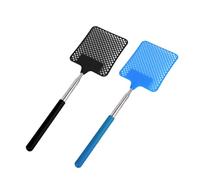 AQSQWQ Tapette à Mouche, 2 Tapetteà Mouches Extensible, Lutte Antiparasitaire Manuelle, Portable Tapettes Anti Moustique pour Insectes, Tapetteà Mouche Telescopique en Acier Inoxydable, Noir+Bleu
