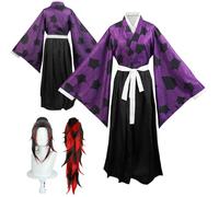 AQTYUPK Costume de cosplay Kokushibo personnage anime avec perruque uniforme de samouraï kimono tenue complète pour jeu de rôle idéal pour Halloween le carnaval et Noël