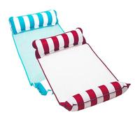Aqua 4-in-1 Monterey Hammock Pool Float & Water Hammock, Multi-Purpose, Inflatable Pool Floats for Adults, Patented Thick, Non-Stick PVC Material, One Light Blue & One Burgundy/White Stripe, 2-Pack