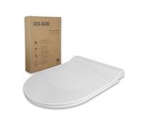 Aqua Bagno - Abattant de WC plat Softclose Roxy - Forme en D - Duroplast de haute qualité - Abaissement automatique - Amovible - Couvercle de WC et lunettes de WC - Antibactérien - Blanc
