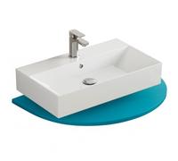 Aqua Bagno lavabo 70 cm rectangulaire, vasque murale en céramique Blanc Brillant avec trou de robinetterie et trop-plein, design moderne pour salle de bain contemporaine