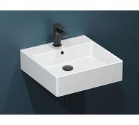 Aqua Bagno Lavabo carré avec bord fin, céramique de qualité supérieure, 50 cm
