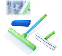 Aqua Blade Raclette de nettoyage 3 en 1 pour vitres avec raclette rotative en silicone et brosse en microfibre pour douche, verre, miroir, porte de voiture