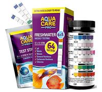 Aqua Care Pro Bandelette Test Eau Douce Aquarium - 64 pcs - 6-en-1 Kit Testeur pour pH Nitrite Nitrate Chlore & Dureté - Bande Test Bassin & Aquarium