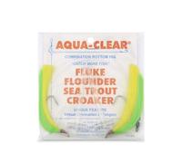Aqua-Clear Hi-Lo - Teaser Rig de couleurs mélangées pour plie, douve, truite de mer, croaker, crochet large en nickel 3/0, pivot AFW, 18 kg GS Mono, entretoise en T, cheveux verts et jaunes