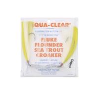 Aqua-Clear Hi-Lo - Teaser Rig de couleurs mélangées pour plie, douve, truite de mer, croaker, crochet Octo en nickel 3/0, pivot AFW, 18 kg GS Mono, T-Standoff, cheveux jaunes et blancs