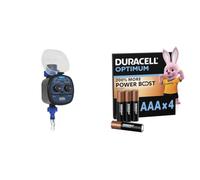 Aqua Control C4099O Programmateur d’Arrosage pour Jardin, pour Tout Type de Robinet, Ouverture à 0 Bar. Ancien C4099N + Piles: Duracell Optimum Pack of 4 x AAA