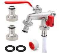 Aqua Control G6354 Robinet de Jardin Premium à Double Sortie 1/2" - 3/4" Pinceau, Laiton, Argent