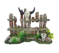 Aqua Della Décoration D'Aquarium Clôture Avec Crâne De Vache 19,2x7,5x13,5cm