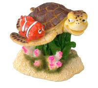 Aqua Della Décoration D'Aquarium Poisson Clown Avec Tortue 8,5x8x7 Cm