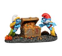 Aqua Della, Figurine Les Schtroumpfs Coffre au Trésor 18,8x9,7x9,6cm, Hautement détaillée et fabriquée en résine de Polyester, Non-Toxique et pH Neutre, pour Les Aquariums d'eau Douce et d'eau de mer