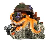 Aqua Della, Décoration pour Aquarium Pieuvre Perdue 15,5x12,5x11 cm, Convient pour l’Eau Douce l’Eau de mer, Détail Réaliste, Accessoire d'Aquarium, en résine de Polyester de Haute qualité