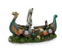 Aqua Della, Décoration pour Aquarium, Viking Boat 25,5x10,5x16,5 cm, en Résine de Polyester, Non Toxique et PH Neutre, Convient pour Aquarium Eau Douce et salée, Réaliste