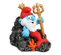 Aqua Della, Figurine Les Schtroumpfs Sous L`eau Neptune 9,4x6,8x8,5cm, Hautement détaillée et fabriquée en résine de polyester, Non-toxique et pH neutre, Pour les aquariums d'eau douce et d'eau de mer