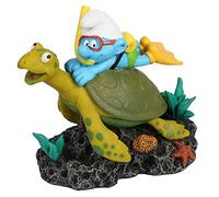 Aqua Della, Figurine Les Schtroumpfs sous L`Eau Tortue 12,9x7,5x12cm, Hautement détaillée et fabriquée en résine de Polyester, Non-Toxique et pH Neutre, pour Les Aquariums d'eau Douce et d'eau de mer