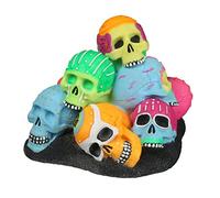 Aqua Della, Ornement d'aquarium Dia De Los Muertos Crânes Pile 15,1x14,2x11,8 cm, en résine de Polyester, Brille dans l'obscurité, Fluorescent sous Une lumière Bleue, Inoffensif et pH Neutre