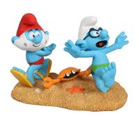 Aquadella Figurine Les Schtroumpfs – Papa Smurf et Brainy, attaqué par un crabe, résine polyester