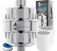 Aqua Earth Filtre de Douche à 15 étapes avec Filtre de Douche à la Vitamine C pour Eau Dure Technologie Unique au Charbon Actif de Noix de Coco | Élimine Le Chlore, Le Fluor et Autres sédiments