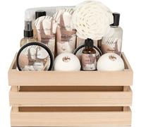 Aqua Elegante - Ensemble cadeau de spa de salle de bain Panier de luxe avec kit de spa à la noix de coco et à la vanille avec lavage, bain moussant, lot