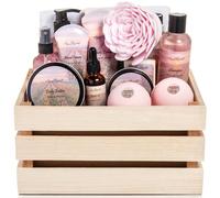 Aqua Elegante Ensemble cadeau de spa pour salle de bain - Panier de luxe à l'huile de rose et kit de spa avec orchidée - Avec lavage et bain à bulles