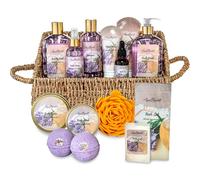 Aqua Elegante - Ensemble cadeau spa pour salle de bain Panier de luxe avec kit de spa miel et lavande inclus lavage, bain moussant, loti