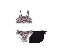 Aqua Green Bikini pour Fille avec Jupe paréo en Crochet 3 pièces, Motif léopard Charmant, Taille 12