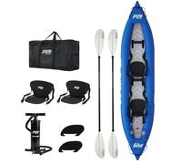Aqua Marina Ensemble de kayak Pure Air - Bleu - Gonflable, 2 places assises, 40 x 78 cm, pagaies réglables, sièges à dossier haut, sac de transport/de rangement, pompe à main