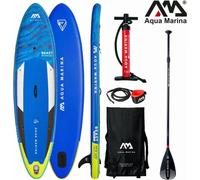 Aqua Marina SUP Board 320x81cm avec sac à dos zippé Double Action-Pompe LIQUID AIR V1 Pagaie Attelage central bleu