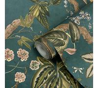 Aqua Multi Rouleau Papier Peint Paon Bois Oiseaux Feuilles Fleurs Holden 13682