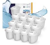 Aqua Next Wasserfilter Kartuschen Satz mit 12 Stück | Wasserfilterkartuschen Reduziert Chlor & Kalk | Reineres Wasser | Aktivkohle & Ionenaustauscher | BPA-frei