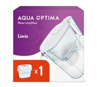 Aqua Optima Liscia Carafe Filtrante et 1 Cartouche Filtrante Evolve+ 30 Jours, Capacité 2,5 litres, Pour la Réduction des Microplastiques, du Chlore, du Calcaire et des Impuretés, Blanc