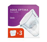 Aqua Optima Liscia Carafe Filtrante et 3 Cartouche Filtrantes Evolve+ 30 Jours, Capacité 2,5 litres, Pour la Réduction des Microplastiques, du Chlore, du Calcaire et des Impuretés, Blanc