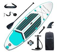 Aqua Plus Sup Gonflable de 15 cm d'épaisseur pour Tous Les Niveau x de compétence Planche à pagaie Debout, pagaie, Pompe, Sac à Dos de Voyage ISUP, Laisse, bandoulière, Jeune, Adulte