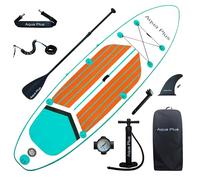Aqua Plus Sup Gonflable de 15 cm d'épaisseur pour Tous Les Niveau x de compétence Planche à pagaie Debout, pagaie, Pompe, Sac à Dos de Voyage ISUP, Laisse, bandoulière, Jeune, Adulte