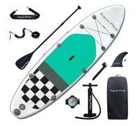 Aqua Plus Sup Gonflable de 15 cm d'épaisseur pour Tous Les Niveau x de compétence Planche à pagaie Debout, pagaie, Pompe, Sac à Dos de Voyage ISUP, Laisse, bandoulière, Jeune, Adulte