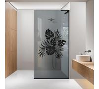 Aqua Roy Minimal Black Safari Noir Taille 90 cm à partir de 50/60/70/80/90/100 Paroi de douche à l'italienne, verre gris 8 mm avec motif sablé nano enduit (90 x 195 cm, droite)