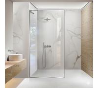Aqua Roy Minimal Inox Modèle 70 cm à partir de 50/60/70/80/90/100 Paroi de douche à l'italienne, verre transparent de 8 mm avec motif sablé nano enduit (70 x 195 cm, gauche)