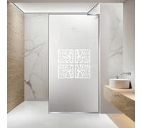 Aqua Roy Minimal Inox Modèle Bloom White Taille 100 cm à partir de 50/60/70/80/90/100 Paroi de douche à l'italienne, verre satiné 8 mm avec motif sablé nano enduit (100 x 195 cm, droite)