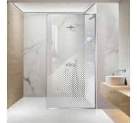 Aqua Roy Minimal INOX, modèle Nordic White, Taille 60 cm à partir de 50/60/70/80/90/100, écran de douche à l'italienne, verre transparent de 8 mm avec motif sablé nano enduit (60 x 195 cm, droite)