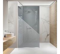Aqua Roy Minimal Inox Modèle Nordic White Taille 80 cm à partir de 50/60/70/80/90/100 Paroi de douche à l'italienne, verre gris 8 mm avec motif sablé nano enduit (80 x 195 cm, gauche)