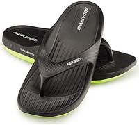 Aqua Speed ALCANO Sandales de Bain pour Hommes et Femmes | séparateurs d'orteils | Sandales de Douche | antidérapants | Noir | Taille: 39