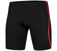 Aqua-Speed Blake Caleçon de Bain Longue pour Hommes | Assis fermement | Protection UV | Résistant au Chlore | L, Noir et Rouge