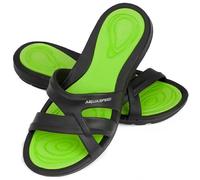 Aqua Speed Ensemble Sandales de Douche pour Femme + Chiffon en Microfibre | Sandales de Bain | Chaussures de Douche | Chaussures de Sauna | Chaussures de Bain | Taille 37 | Panama