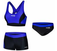 Aqua Speed Fiona Tankini pour Dames | Deux pièces | Tissu Vita | Résistant | 15. Ensemble Noir - Bleu + Pantalon Bikini | Taille: 38