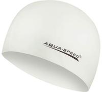 Aqua Speed Mega Bonnet de Bain | Swim Cap | Natation | Triathlon | Silicone | Unisexe | étanche | Blanc