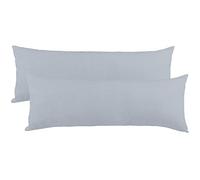 aqua-textil Classic Line Housse de Coussin Lot de 2 Fermeture Éclair Coton 40 x 200 cm Gris Argent