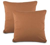 aqua-textil Classic Line Housse de Coussin Lot de 2 Fermeture Éclair Coton 40 x 40 cm Marron Chocolat