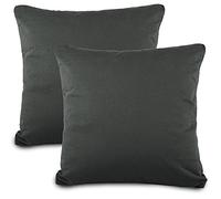 aqua-textil Classic Line Housse de Coussin Lot de 2 Fermeture Éclair Coton 80 x 80 cm Anthracite