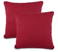 aqua-textil Classic Line Taie d'oreiller Set de 2 pièces 65x65 Bordeaux Coton Housse de Coussin Fermeture éclair Jersey Housse de Coussin