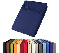 aqua-textil Viana Drap-housse en jersey de coton Bleu foncé 140 x 200 cm - 160 x 200 cm